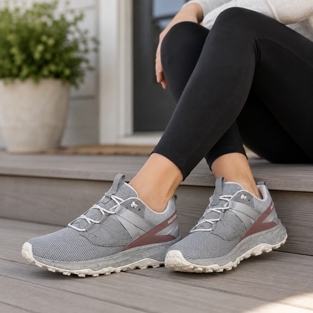 Merrell Bravada 2 Women Gray Mauve Knit Mesh Trail Hiking Sneakers Shoes